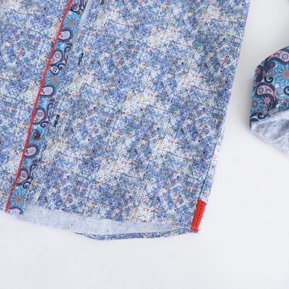 Jermyn and Bond "Modern Fit" Paint Splash  Button Up Long Sleeve Shirt - Picture 9 of 11